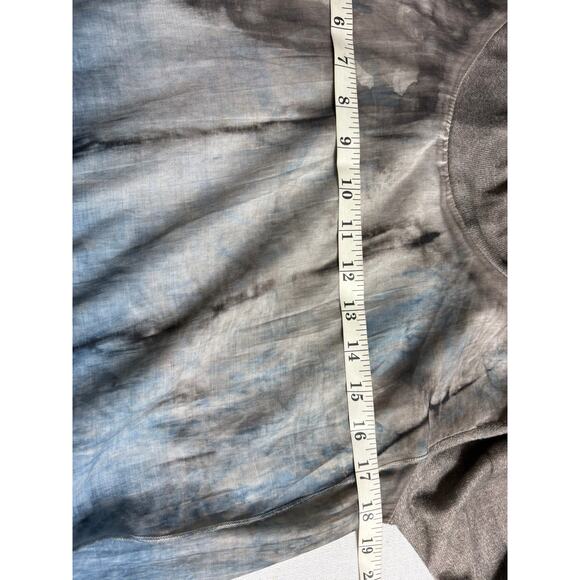 Fleur De Lis Blue Gray Ombre Cowl Neck Tunic Sweater Sz S Linen Blend Tulip Hem - Picture 8 of 9